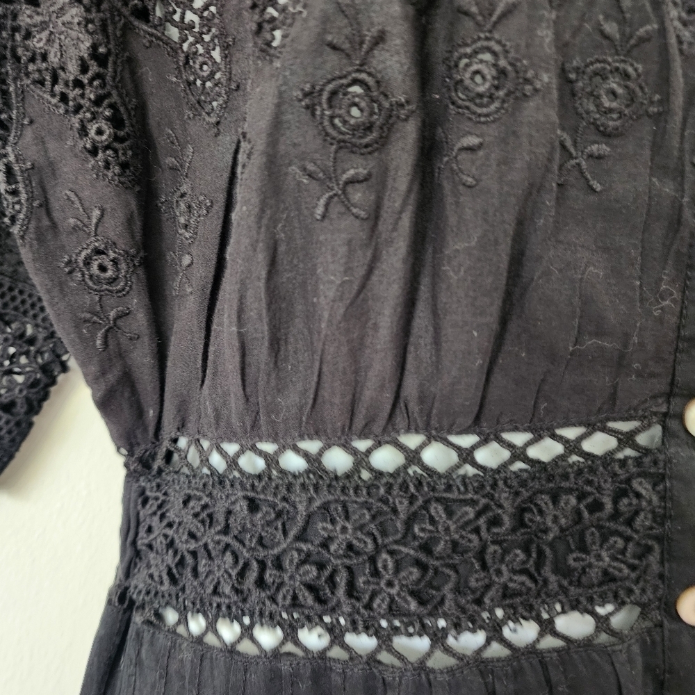 LoveShackFancy Beth Elegant Black Lace Maxi Dress Size P - Picture 12 of 16